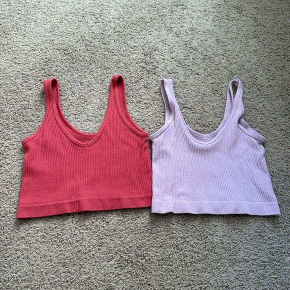 Bundle Of 6 Urban Outfitters Out From Under Ribbed Crop Tank Tops Basic Medium - Picture 8 of 8